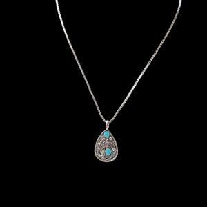 Elegant stainless steel Silver and Turquoise Pendant